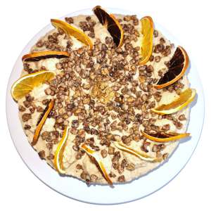 Walnut orange cake with candied walnuts