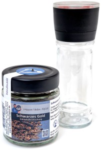 Schwarzes Gold | Edelpfeffer mit Gewürzmühle