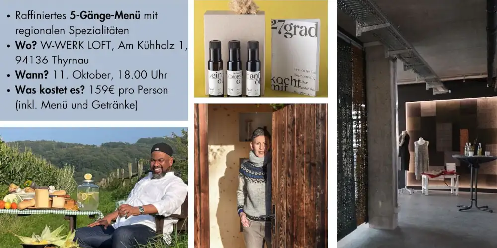 Musik, Mahlzeit & Moore zusammen mit 27grad Rohkostöle im W-Werk LOFT bei Passau